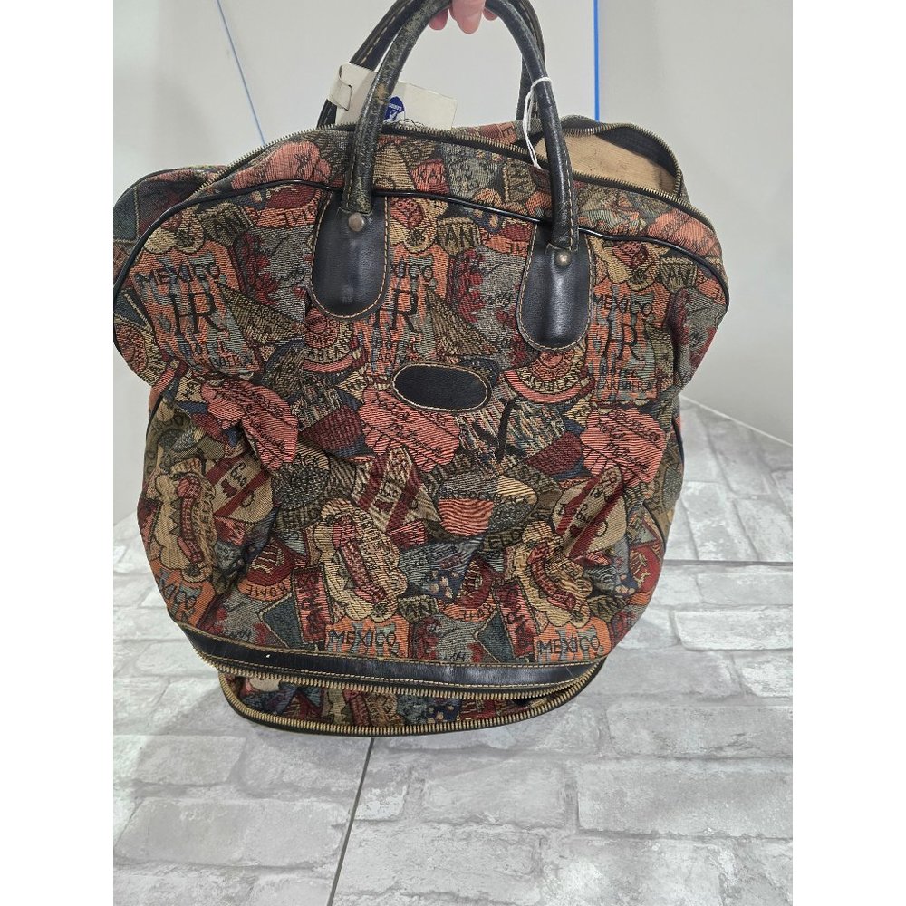 Vintage Tapestry Expanable Travel Luggage Bag Unisex Adult 14" to 20" Tall x 16"